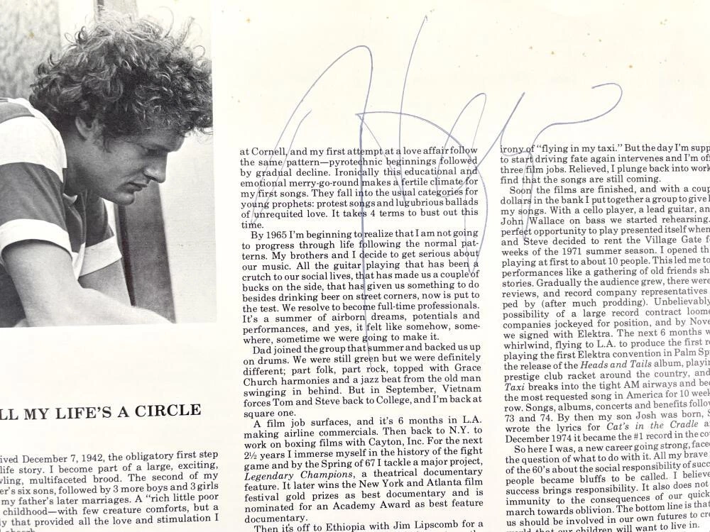 Harry Chapin Signed Autograph Stories Concert Tour Program Book w/ JSA COA
