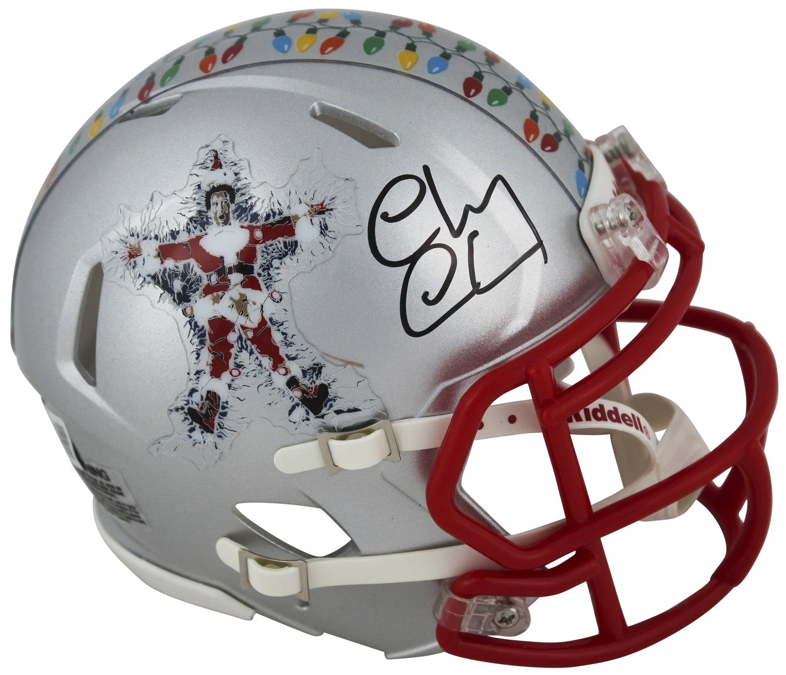 Chevy Chase Christmas Vacation Signed Silver Speed Mini Helmet BAS Witnessed
