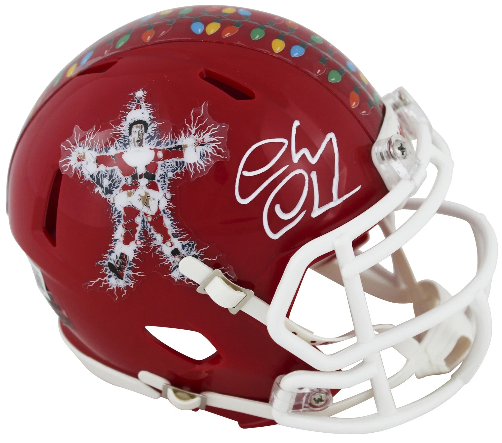 Chevy Chase Christmas Vacation Signed Red Speed Mini Helmet BAS Witnessed
