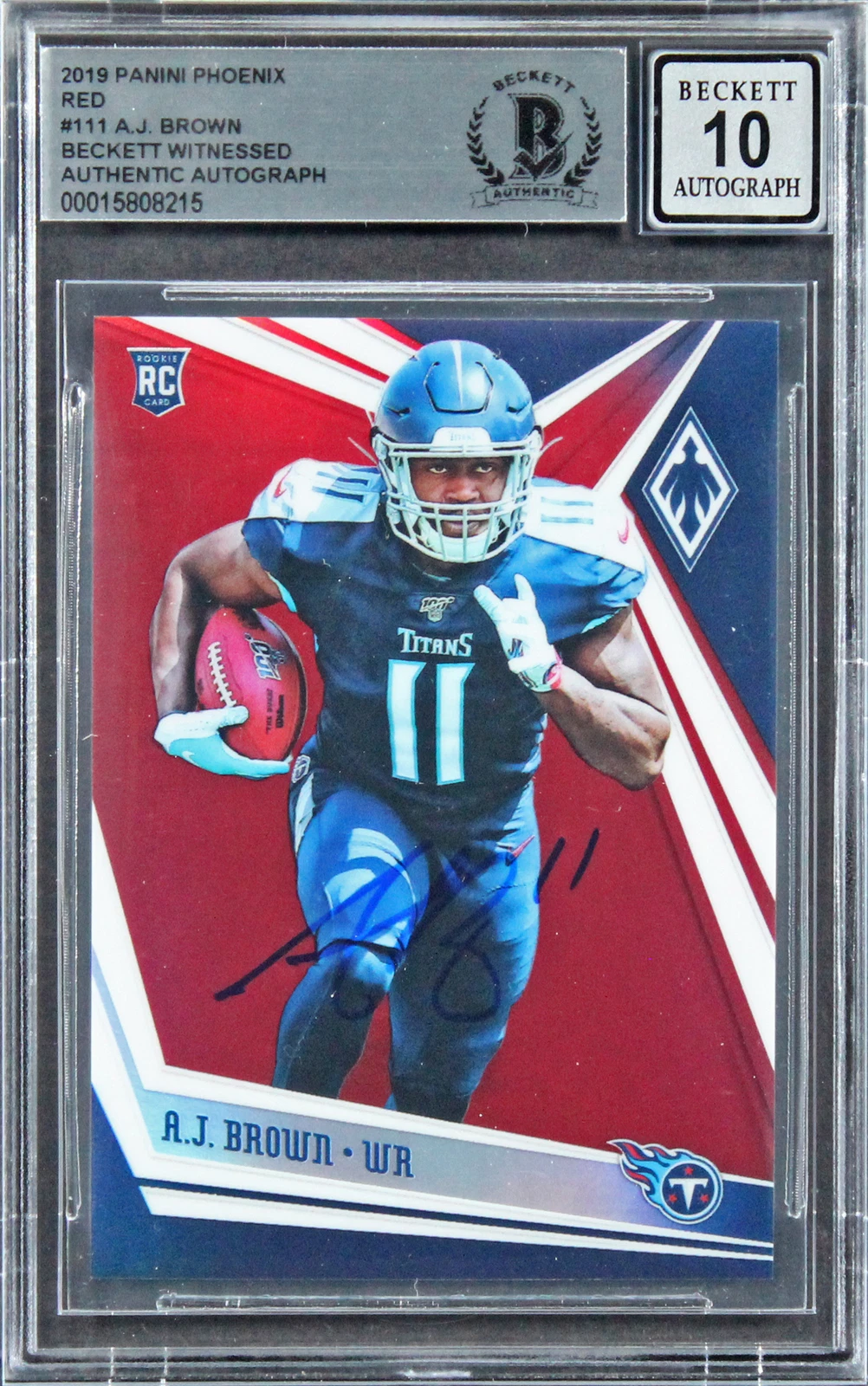 Titans A.J. Brown Signed 2019 Panini Phoenix #111 #93/299 RC Auto 10 BAS Slabbed
