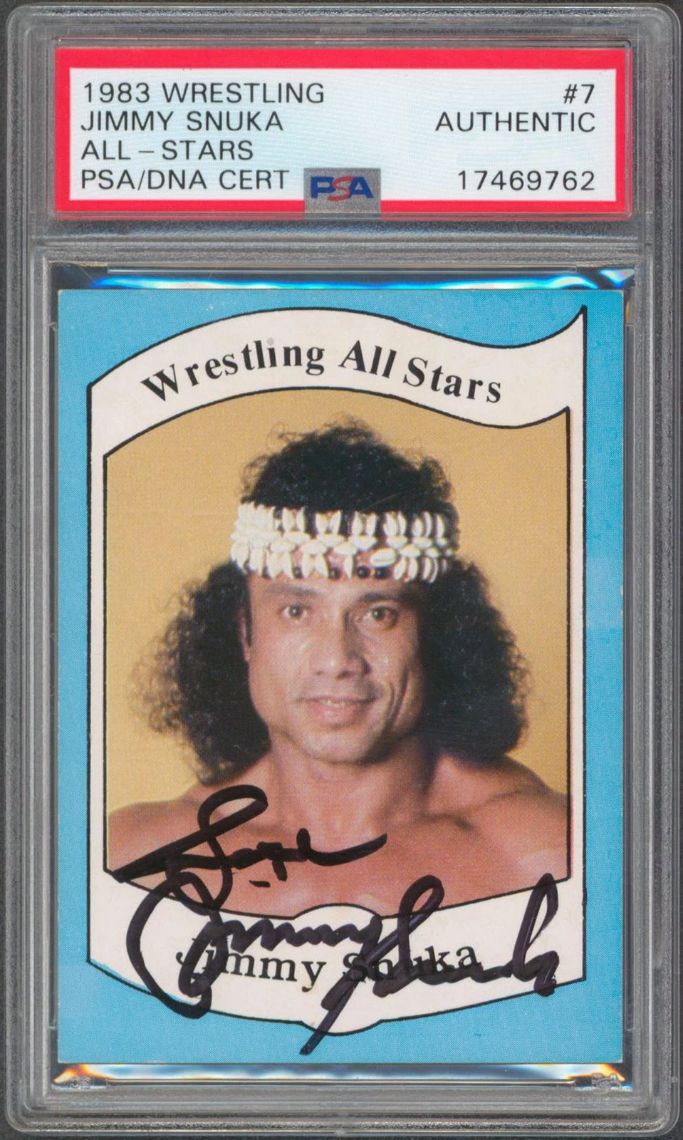 Jimmy Snuka Authentic Signed 1983 Wrestling All-Stars #7 Card PSA/DNA Slabbed
