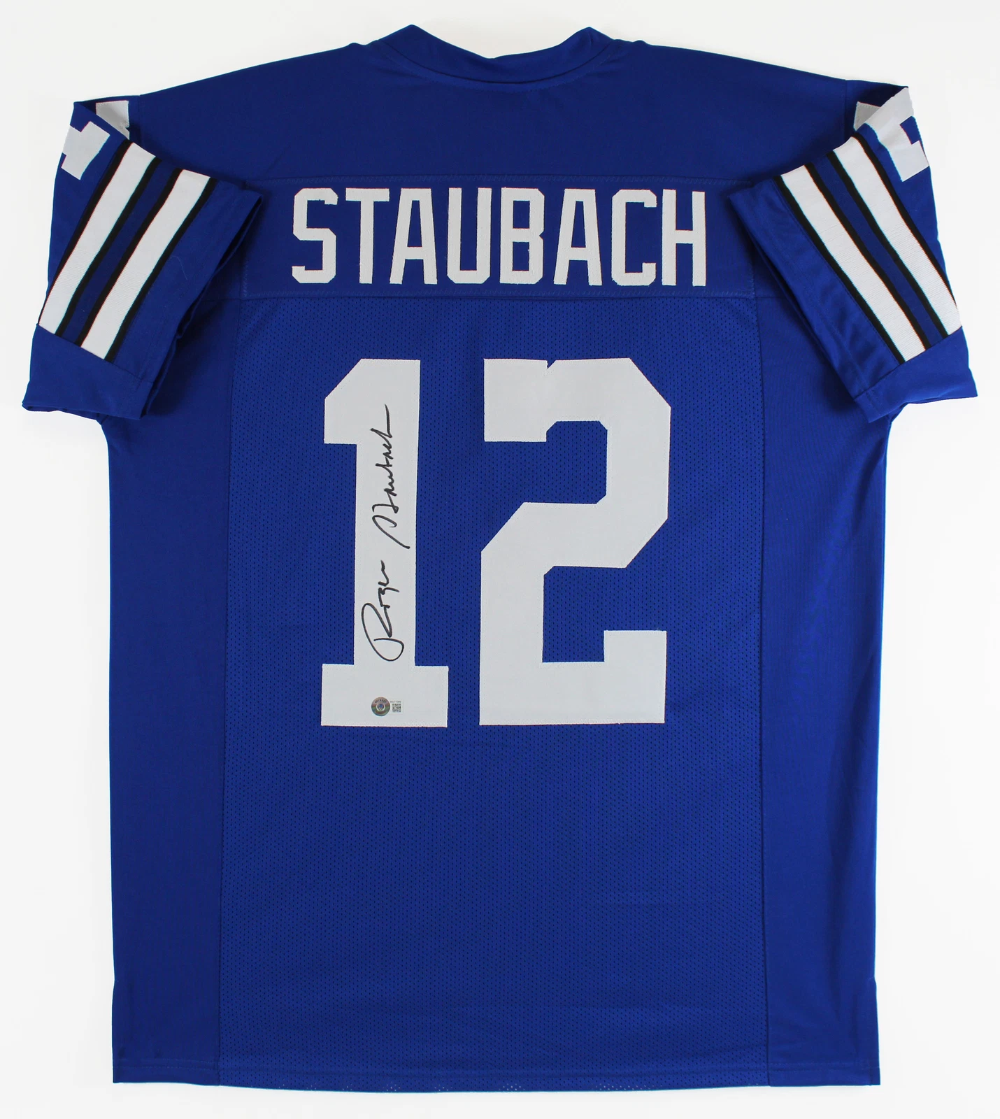 Roger Staubach Authentic Signed Blue Throwback Pro Style Jersey BAS Witnessed
