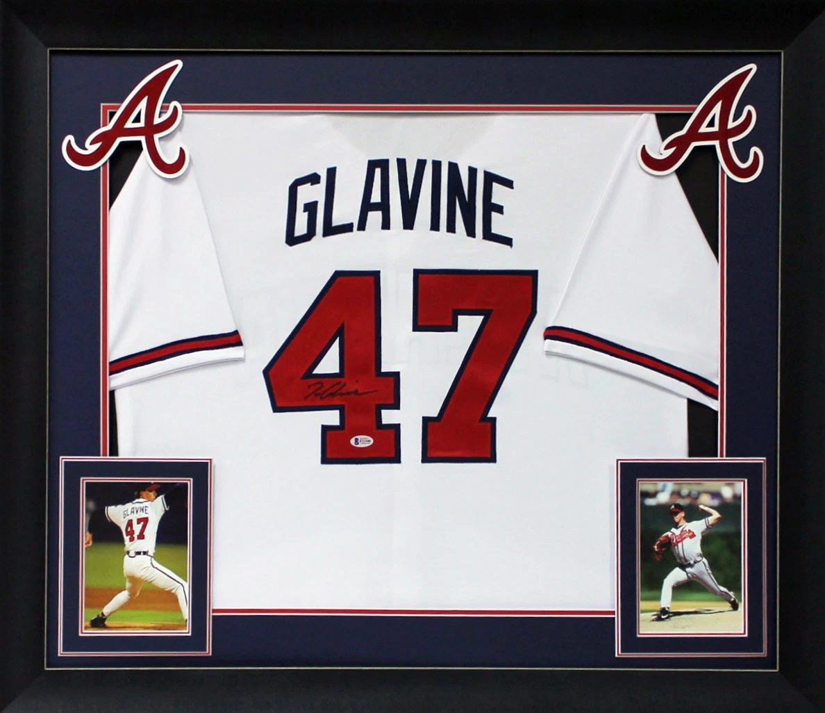 Tom Glavine Authentic Signed White Pro Style Framed Jersey Autographed BAS
