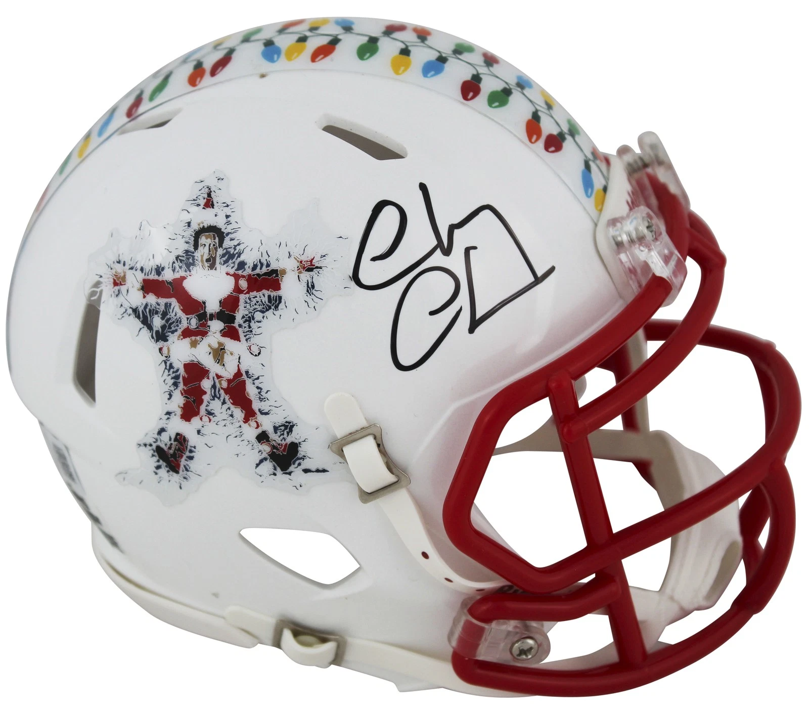 Chevy Chase Christmas Vacation Signed White Speed Mini Helmet BAS Witnessed
