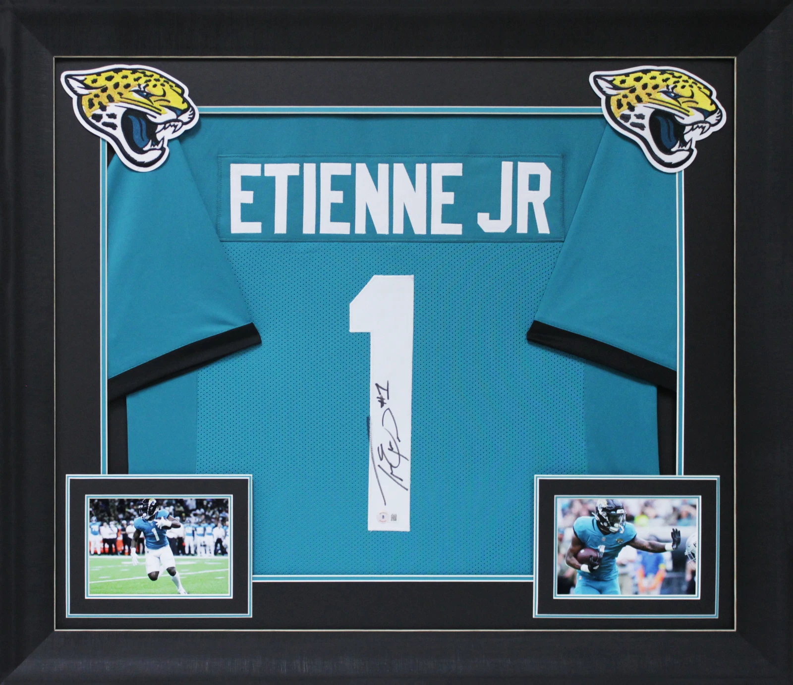 Travis Etienne Authentic Signed Teal Pro Style Framed Jersey BAS Witnessed
