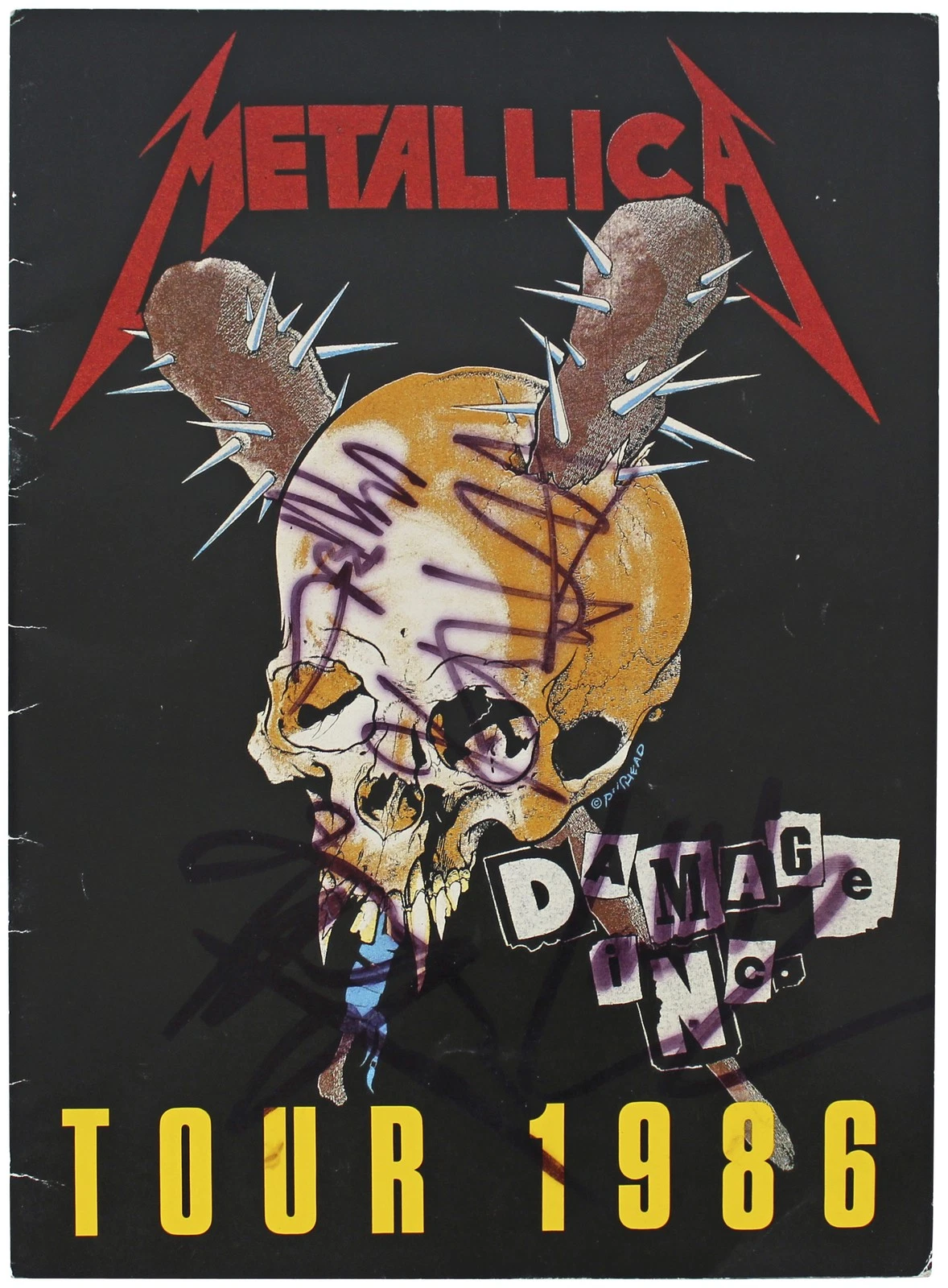 Metallica (4) Hetfield, Burton, Hammett & Ulrich Signed 1986 Tour Program BAS
