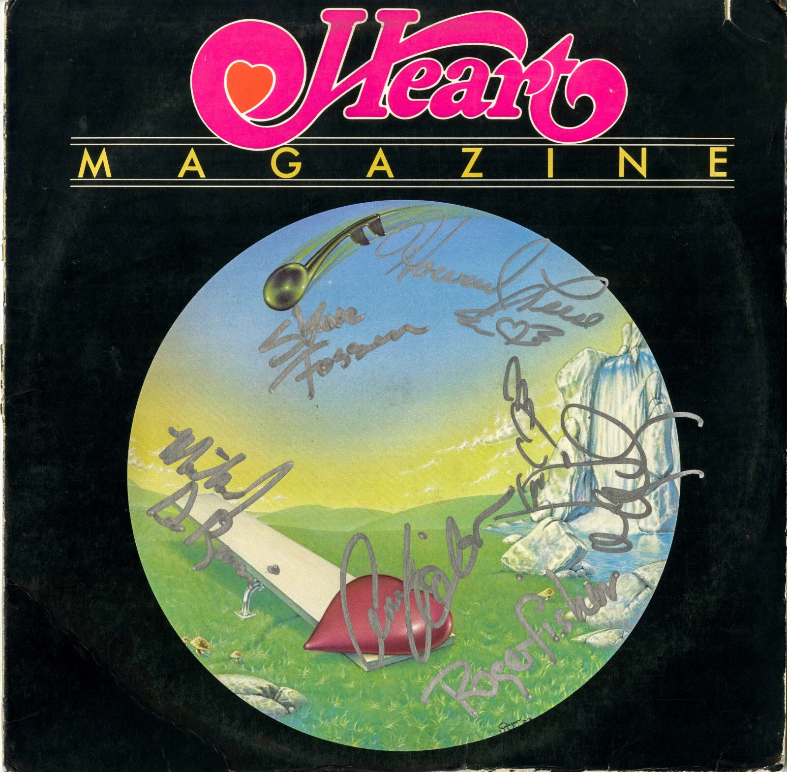 HEART Magazine Record SIGNED ALL 6 ORIGINAL MEMBERS Ann Nancy Wilson ACOA
