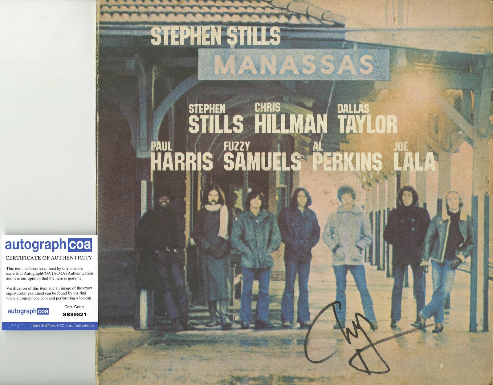 CHRIS HILLMAN (THE BYRDS) SIGNED MAMASSAS VINYL RECORD JACKET ACOA
 COLLECTIBLE MEMORABILIA