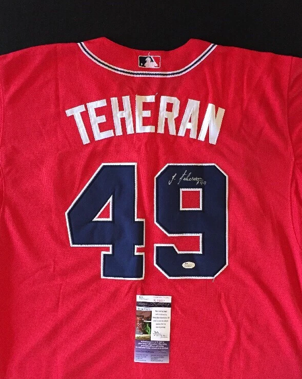 JULIO TEHERAN ATLANTA BRAVES STUD Red SIGNED Jersey JSA !!!!

