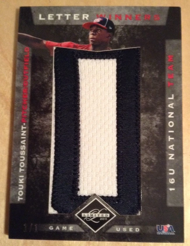 2012 Limited Letter Winner TOUKI TOUSSAINT Game-Used Letter Patch 1/1 - Wow
