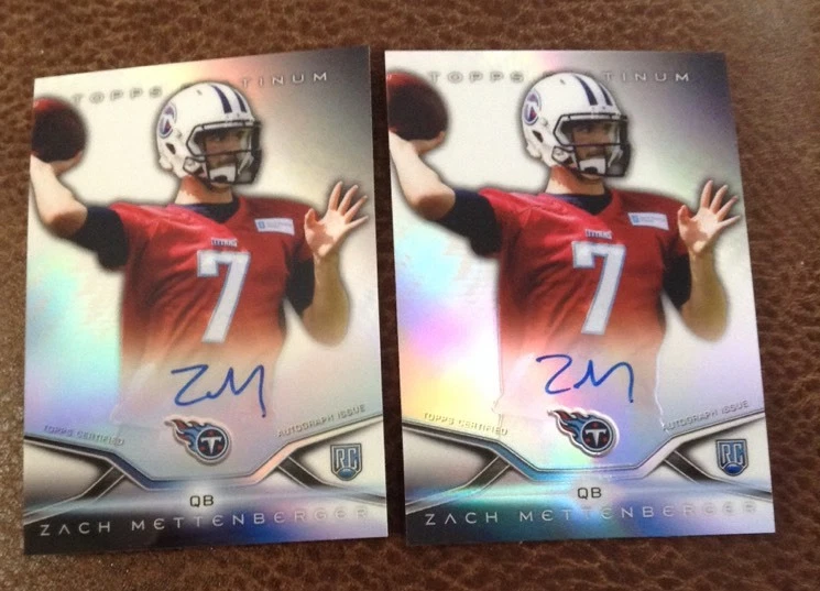 LOT OF 2 ZACH Mettenberger Topps Platnium AUTOGRAPH ROOKIE CARD # 4 TITANS.
