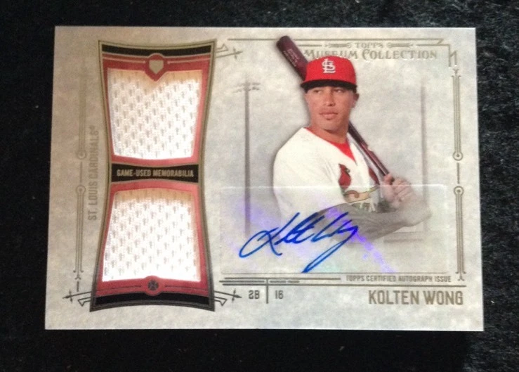 KOLTEN WONG AUTO DUAL JERSEY 2015 TOPPS MUSEUM COLLECTION SSD-KW 133/299
