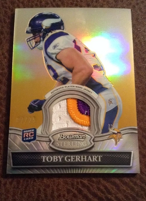 2010 Bowman Sterling Toby Gerhart 3 Color Patch Gold /25
