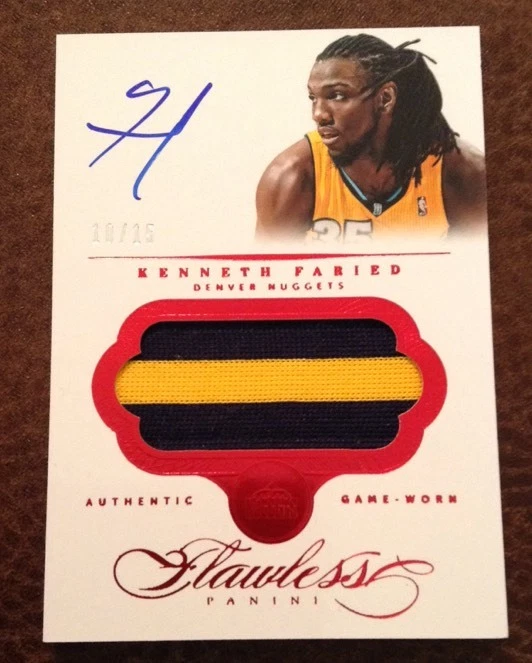 2013/14 Panini Flawless - Kenneth Faried Auto/Patch - 10/15 - Nuggets
