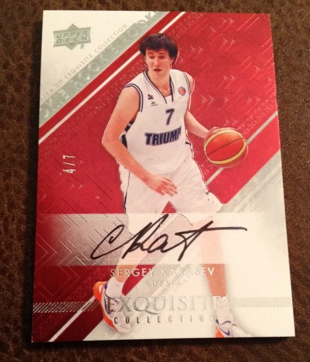 SERGEY KARASEV 13-14 UD EXQUISITE COLLECTION RED ROOKIE AUTO 4/7
