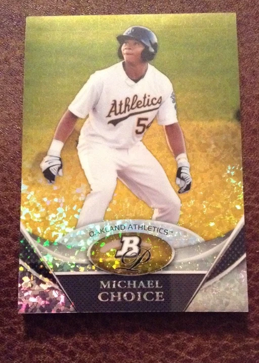 2011 Bowman Platinum Canary Diamond Refractor True 1/1 Michael Choice A's
