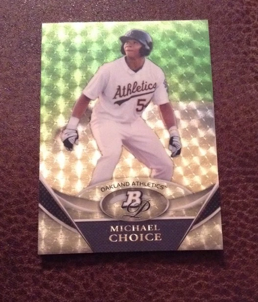 2011 Bowman Platinum Superfractor Test no 1/1 stamp Michael Choice Rangers
