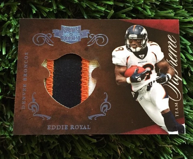 2010 Plates and Patches EDDIE ROYAL Patch DENVER BRONCOS #D /23 3 COLOR PATCH

