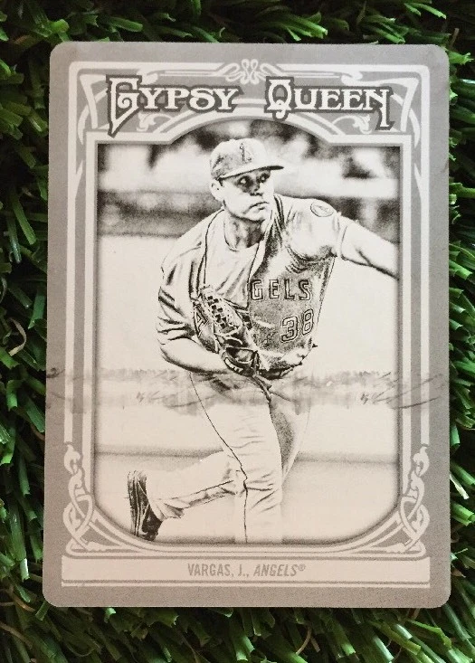 2013 Topps Gypsy Queen 1/1 Black Printing Plate #252 JASON VARGAS ANGELS
