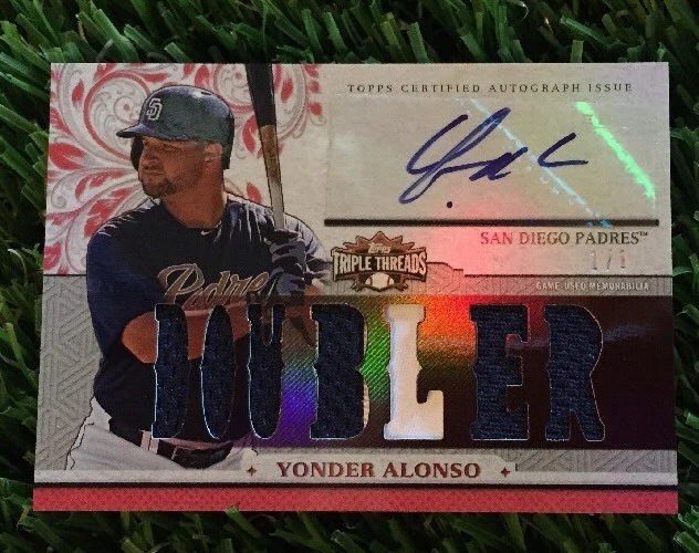 2014 Topps Triple Threads Yonder Alonso AUTO 2CLR Relic Ruby Parallel SP 1/1
