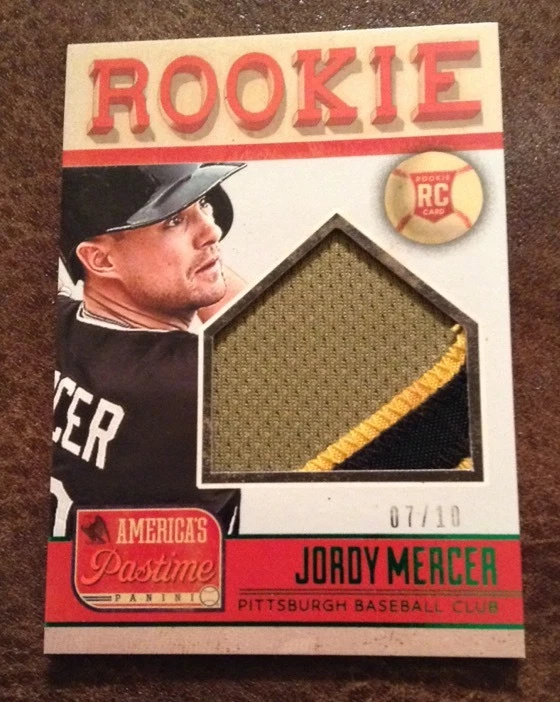 2014 PANINI AMERICA'S PASTIME JORDY MERCER JUMBO PATCH RC 7/10
