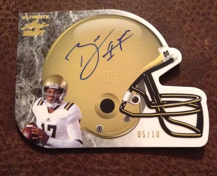 2015 Leaf Ultimate Draft Helmet Brett Hundley Auto 5/10 Ssp Wow Packers
