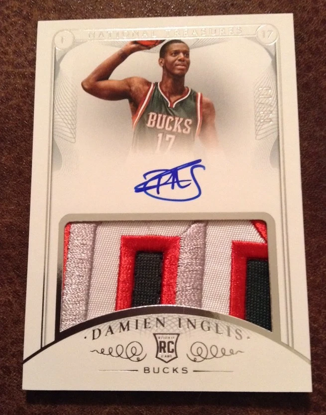 2014-15 National Treasures DAMIEN INGLIS Rookie Auto Patch Card/99! 4 COLOR!
