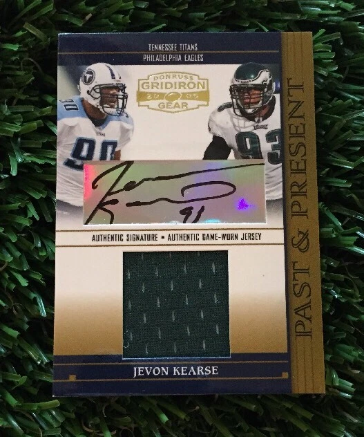 2005 Donruss Gridiron Gear Jevon Kearse Past & Present Patch Auto # D 21/50
