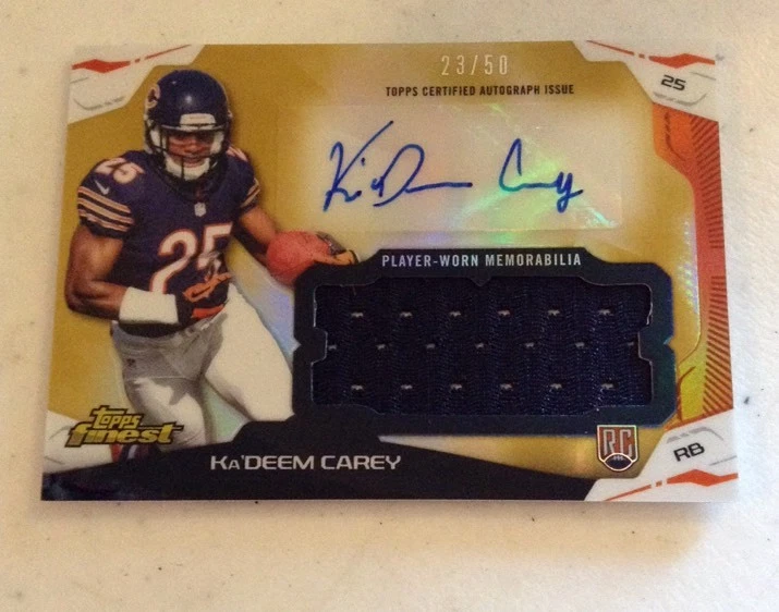 2014 Topps Finest KADEEM CAREY Auto Jersey Rookie Card. Gold Version 23/50. Rc
