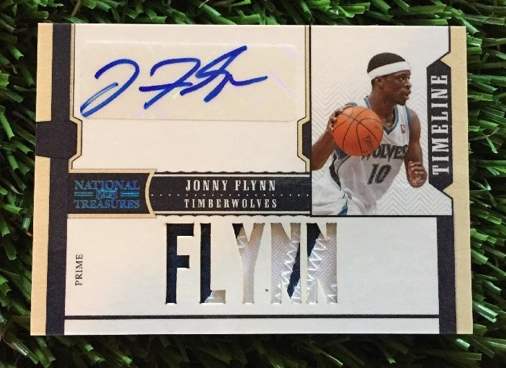 2010-11 NATIONAL TREASURES JONNY FLYNN TIMELINE 2 CLR PATCH AUTO #ED /25
