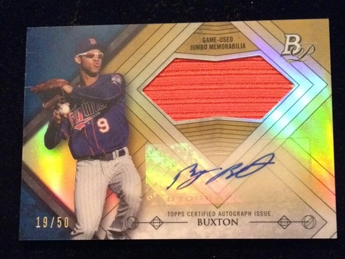 2014 Bowman Platinum Byron Buxton Gold Refractor Ref Auto Autograph Jersey /50
