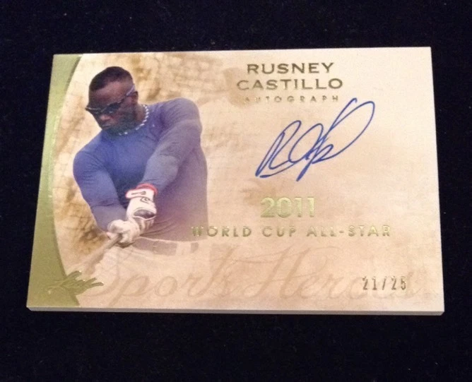 2014 Leaf Q Rusney Castillo 2011 World Cup AllStar Gold Auto 21/25 RC RedSox
