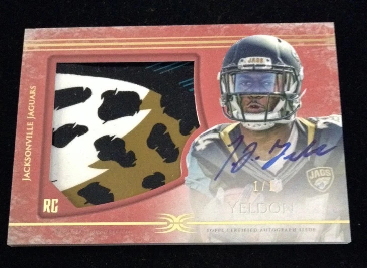 TJ Yeldon 2015 Topps Definitive RED 1/1 Auto GAME USED GLOVE VEY SICK True 1/1

