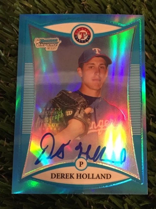 2008 Bowman Chrome DEREK HOLLAND Autograph #114 BLUE REFRACTOR #D /150
