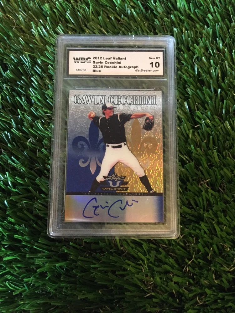 2012 LEAF VALIANT GAVIN CECCHINI PRISMATIC PURPLE REFR. AUTO RC #D /25 WBG 10
