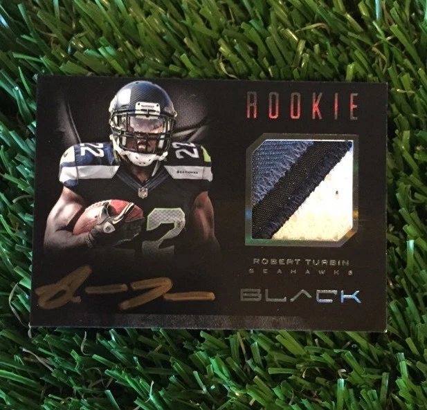 2012 Panini Black Prime ROBERT TURBIN #29 Autograph 4 CLR Jersey RC #ED /349

