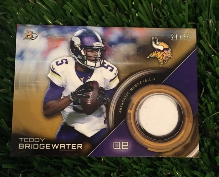 2015 Teddy Bridgewater Bowman Relic Jersey Patch #ED /50 Minnesota Vikings
