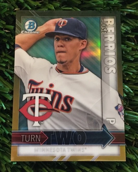 2016 Bowman Tyler Jay & Jose Berrios RC GOLD REFRACTOR Twins Turn Two #D /50
