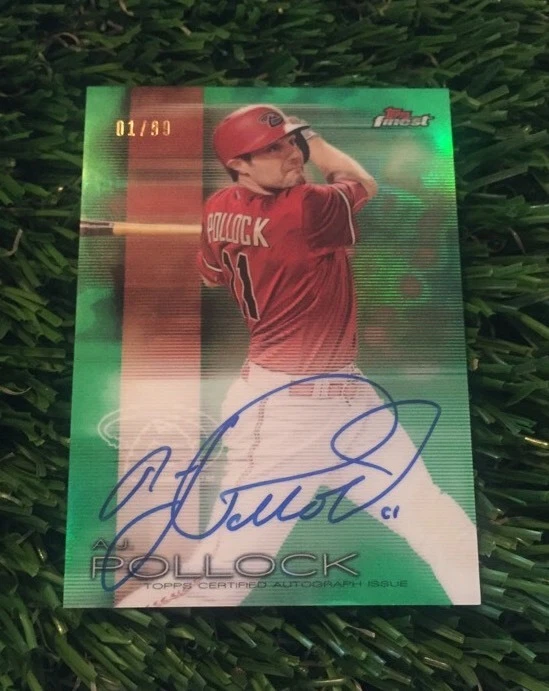 2016 TOPPS FINEST AUTO GREEN REFRACTOR AJ POLLOCK #D 1/99 DBACKS AUTO
