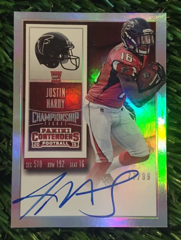 2015 Contenders Justin Hardy Championship Ticket On Card Auto #ED /99 RC
