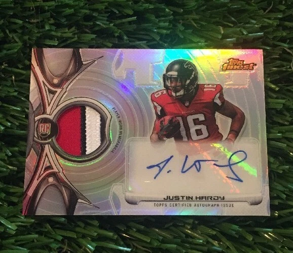 2015 Topps Finest JUSTIN HARDY REFRACTOR 3 CLR PATCH AUTO RC FALCONS

