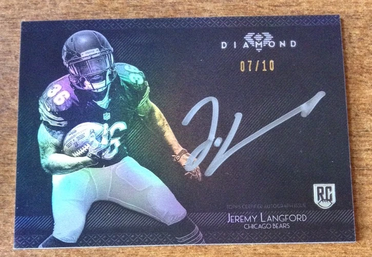 2015 Topps Diamond Jeremy Langford Chicago Bears Autograph 7/10 Ssp

