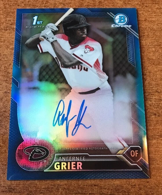 2016 Bowman Chrome Draft Blue Refractor Anfernee Grier Diamondbacks RC Auto /150
