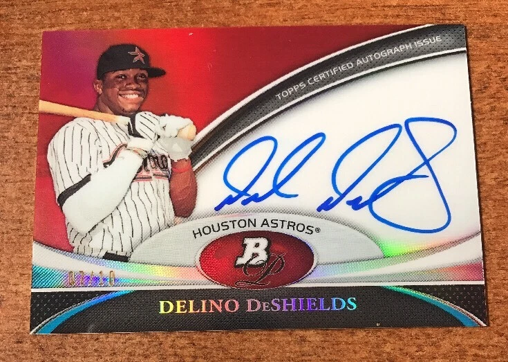 Delino DeShields Bowman Platinum 2011 Autograph AUTO BPA-DD 07/10 Short Print SP
