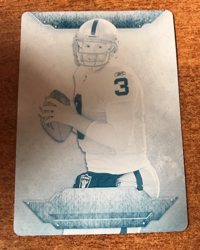 2012 TOPPS TRIPLE THREADS CARSON PALMER CYAN PRINTING PLATE 1/1 1 OF 1 COLLECTIBLE MEMORABILIA