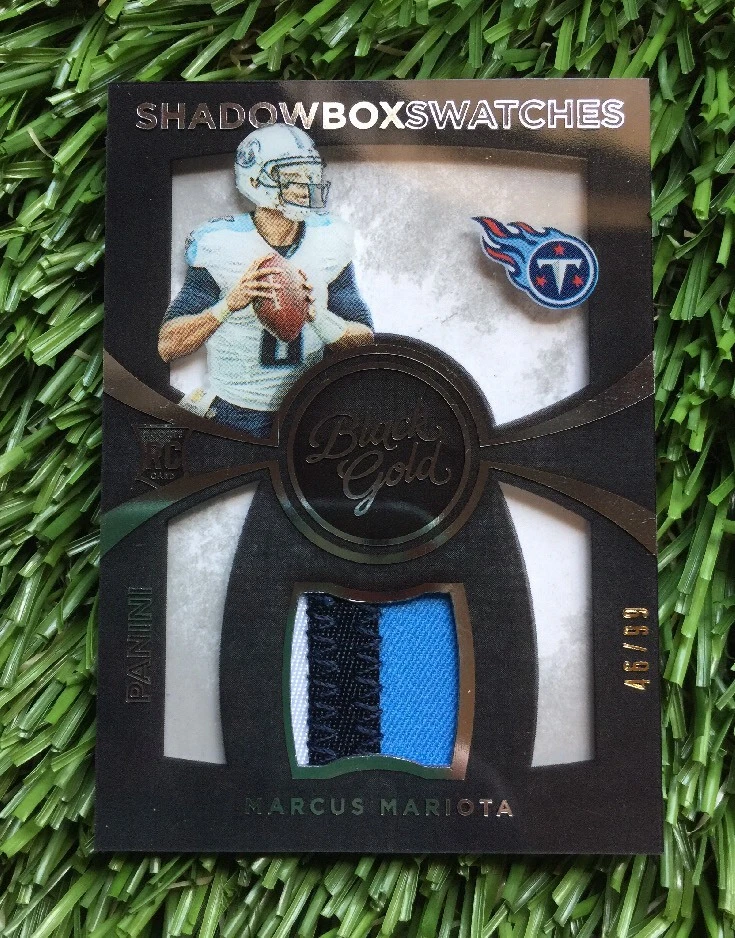 Marcus Mariota Black Gold Rookie Shadowbox Swatches White Gold /99 Titans
