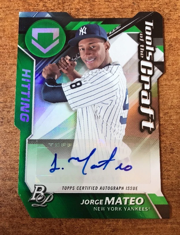 2017 Bowman Platinum JORGE MATEO Tools of Craft HITTING Green AUTO /35 Yankees
