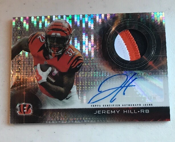 Jeremy Hill 2/15 Autograph 3-clr Jersey Card 2015 Platinum PULSAR SSP Bengals
