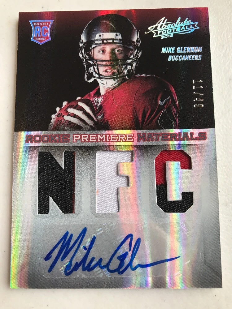 2013 Absolute Mike Glennon RPM NFL x3 Patch Auto RC /49 Chicago Bears Rookie
