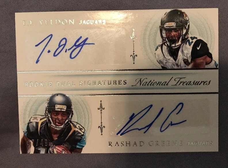 T.J. Yeldon / Rashad Greene 2015 National Treasures Rookie Dual Auto Card 47/49
